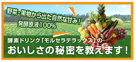 野菜・果物から出た自然な甘み！発酵原液100％酵素ドリンク「モルセラデラックス」おいしさの秘密を教えます！